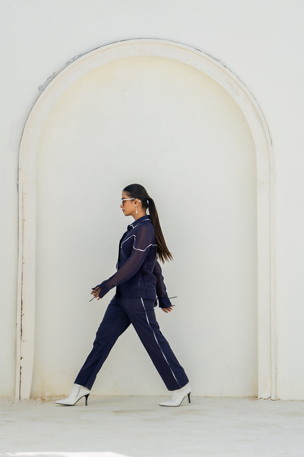 Midnight Blue Pixel Flow Co-ord Set