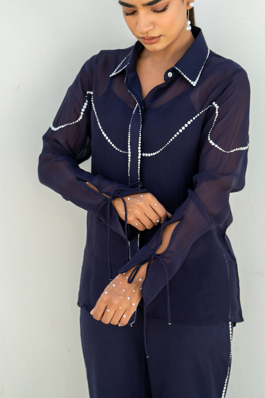 Midnight Blue Pixel Flow Co-ord Set