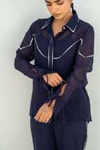 Midnight Blue Pixel Flow Co-ord Set