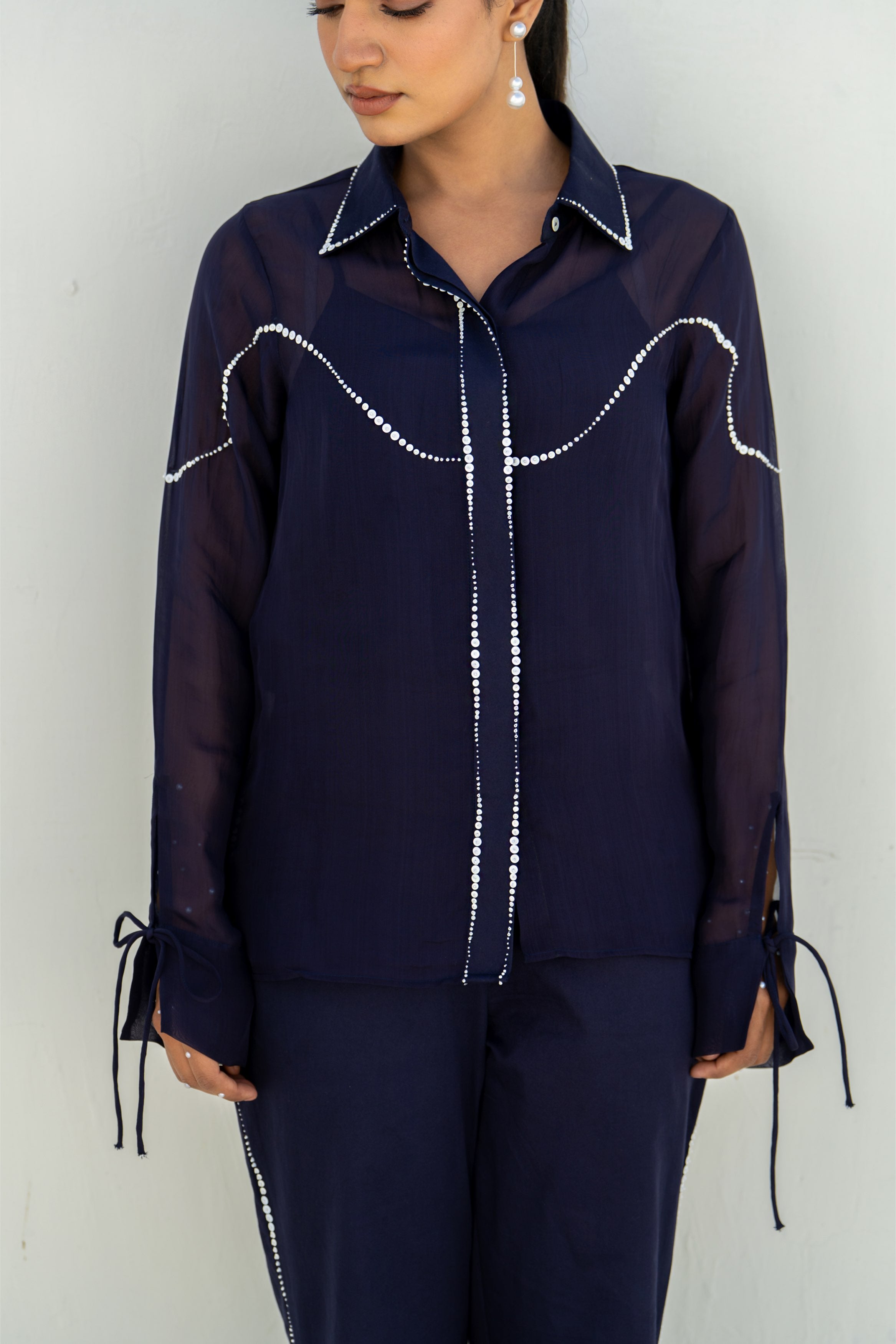 Midnight Blue Pixel Flow Co-ord Set