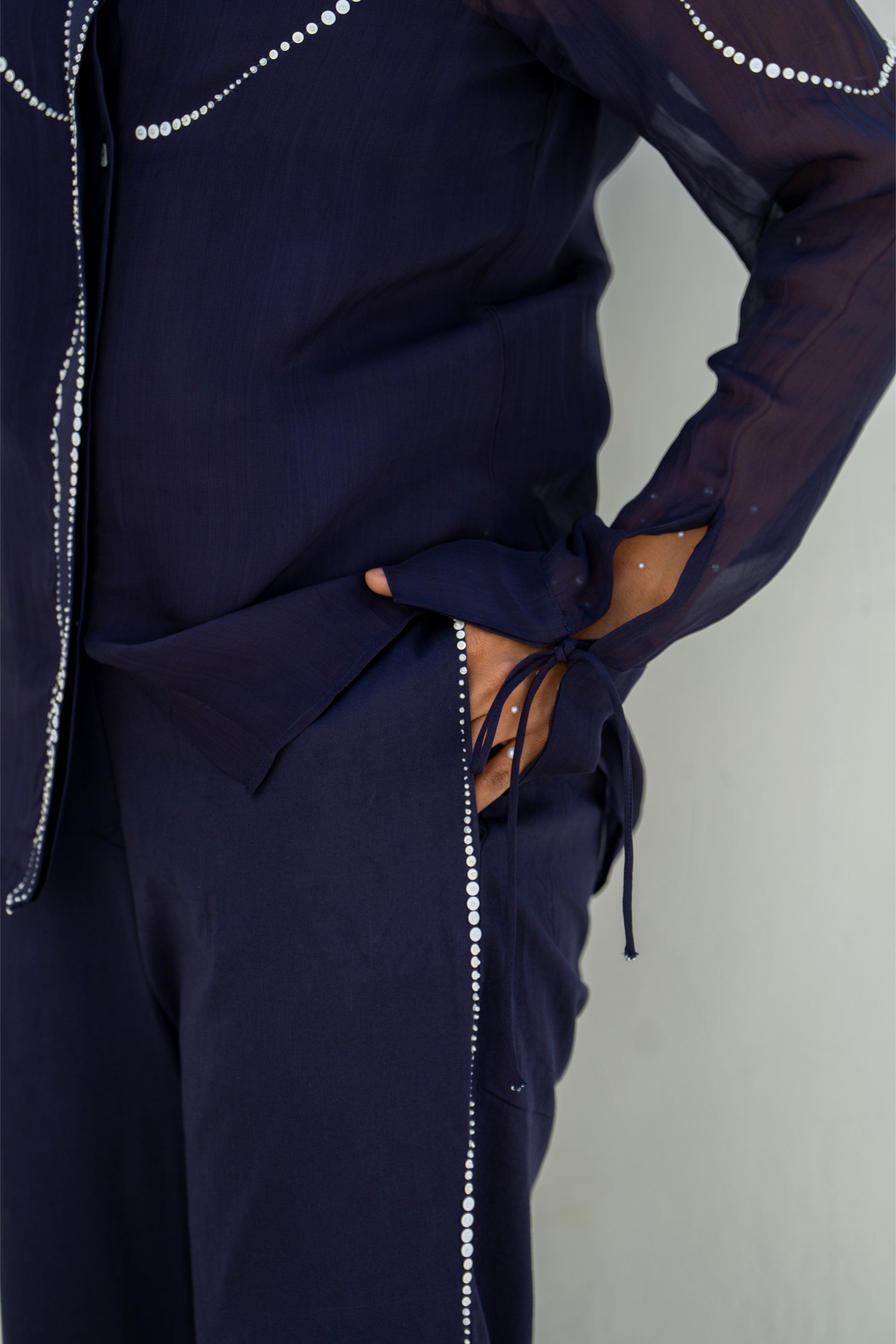 Midnight Blue Pixel Flow Co-ord Set