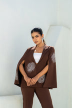 Brown Eclipse Spiral Cape Set