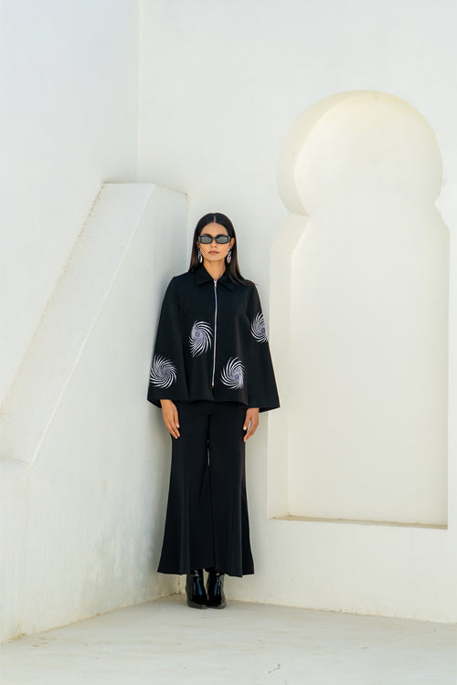 Black Eclipse Spiral Cape Set