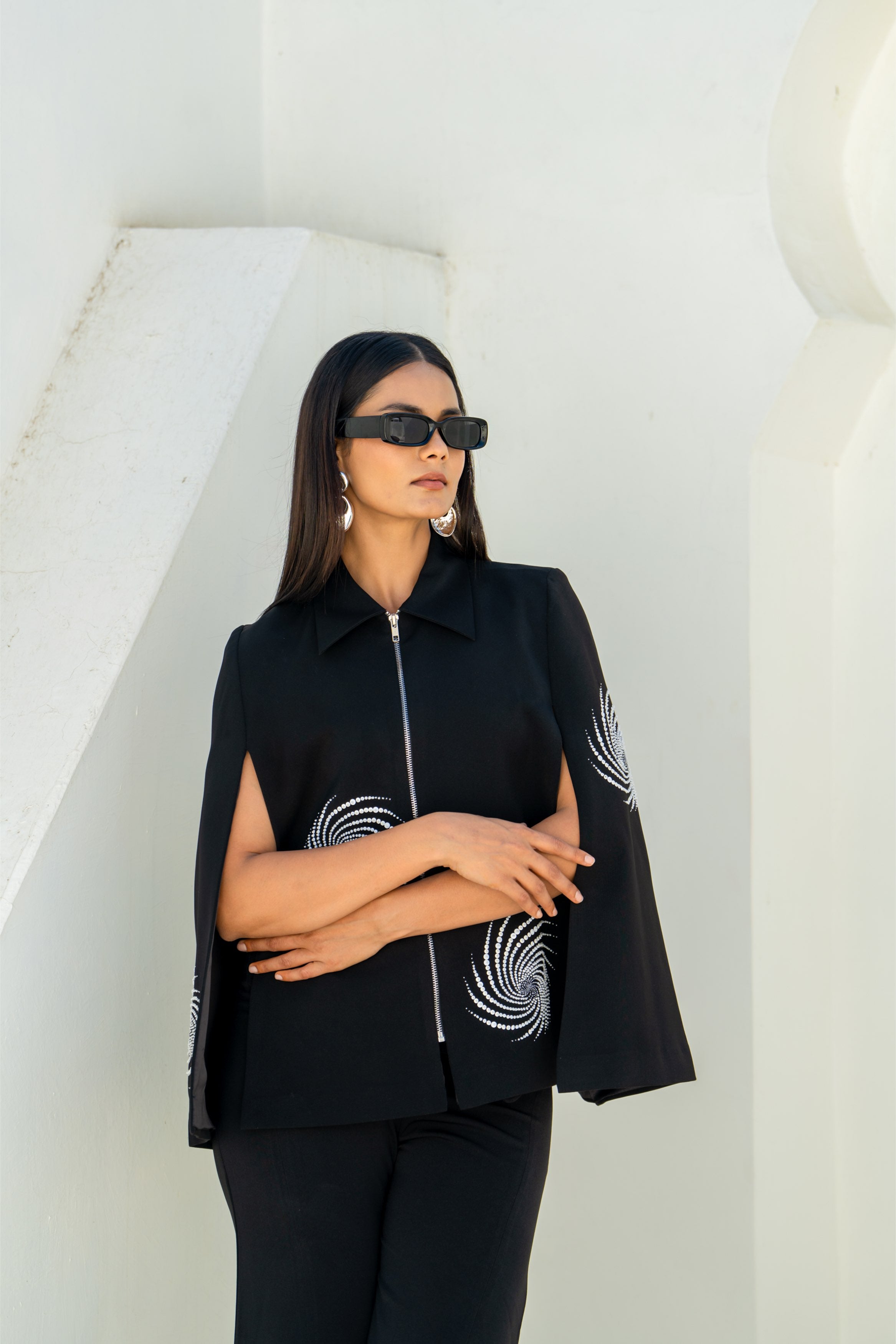 Black Eclipse Spiral Cape Set