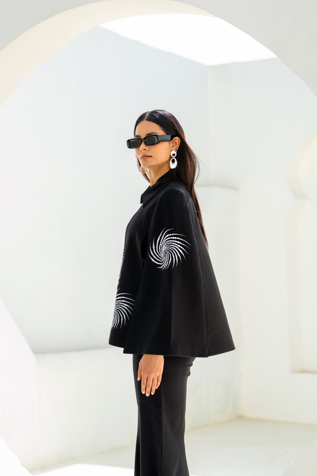 Black Eclipse Spiral Cape Set