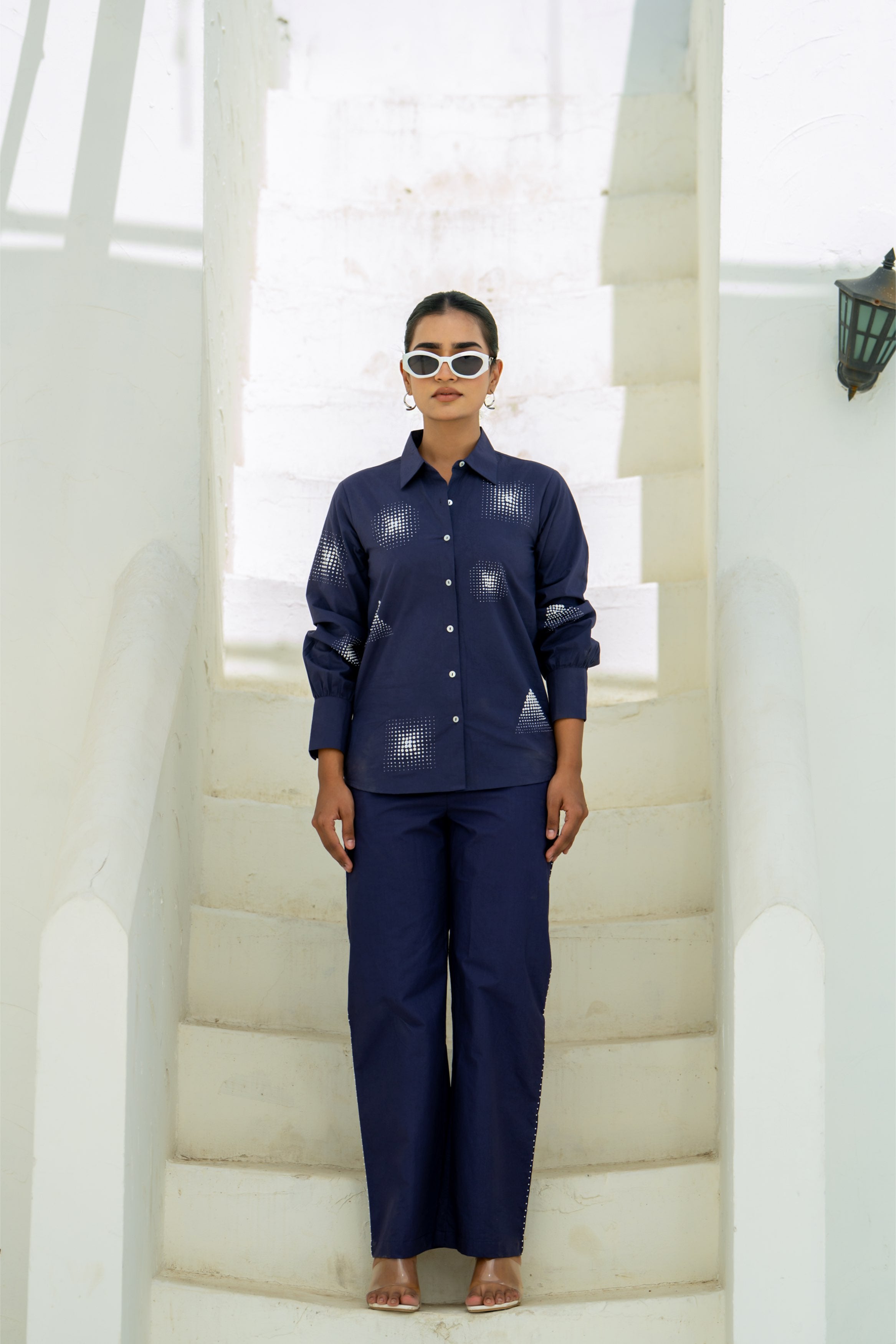 Purple Geometric Gradation Shirt