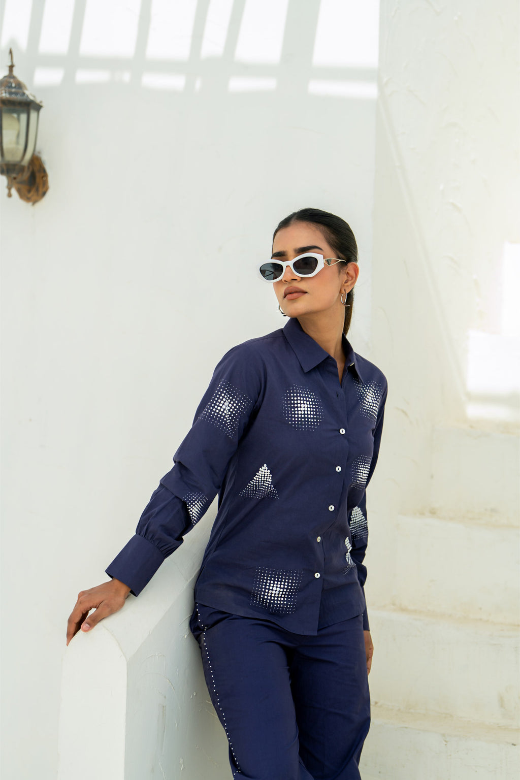 Purple Geometric Gradation Shirt