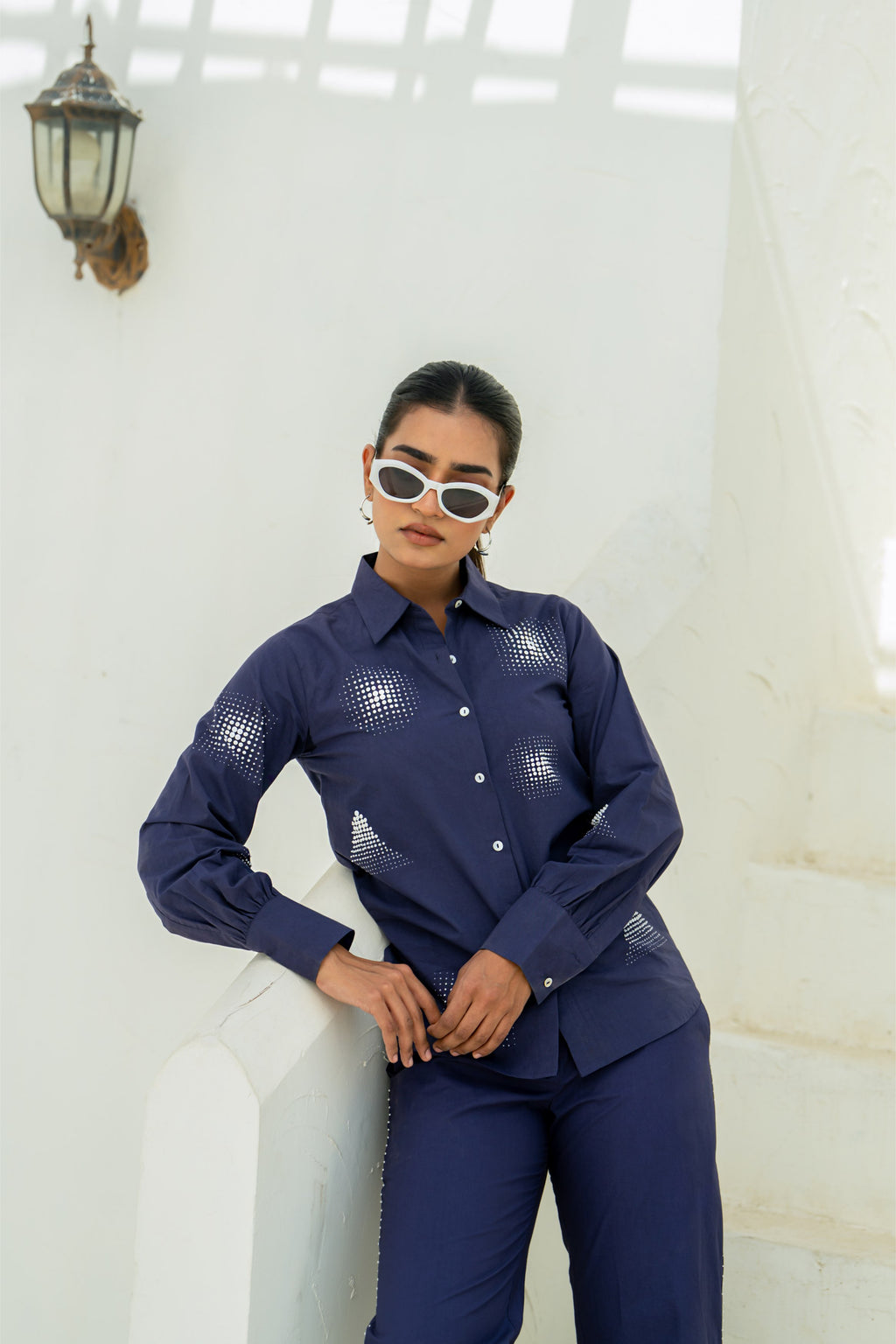 Purple Geometric Gradation Shirt