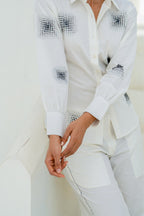 White Geometric Gradation Shirt