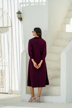 Deep Wine Gradient Shadow Hand Embellished Dress