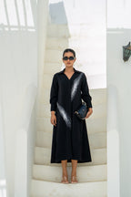 Black Gradient Shadow Hand Embellished Dress