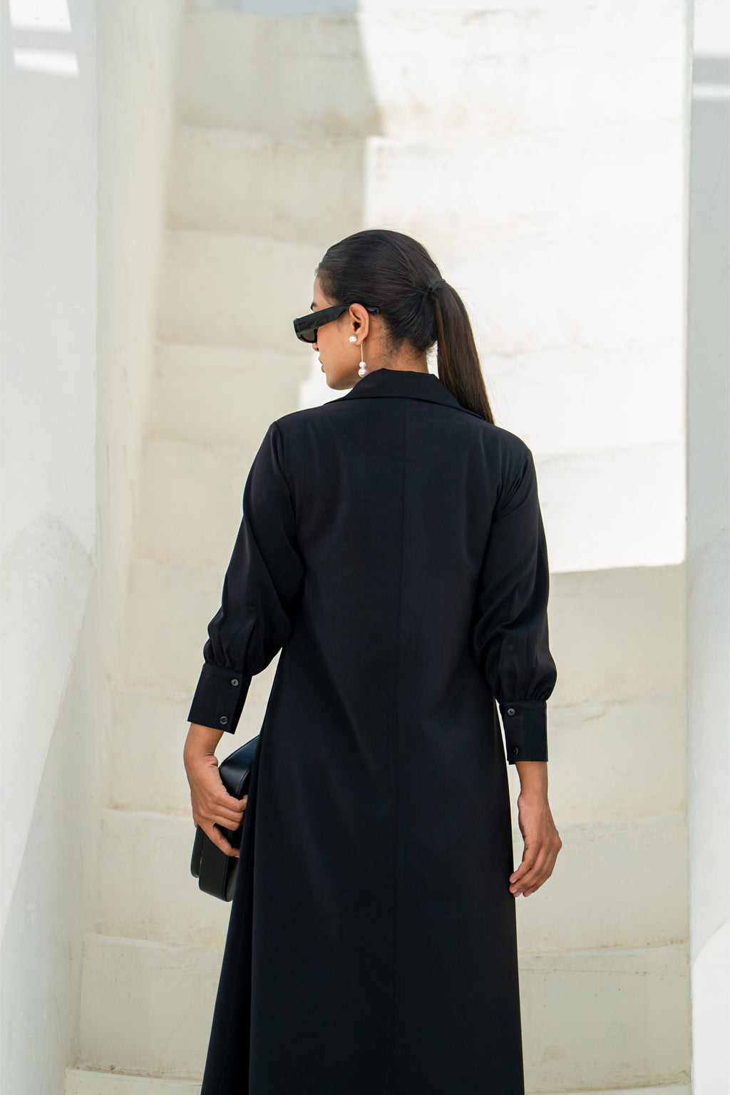 Black Gradient Shadow Hand Embellished Dress