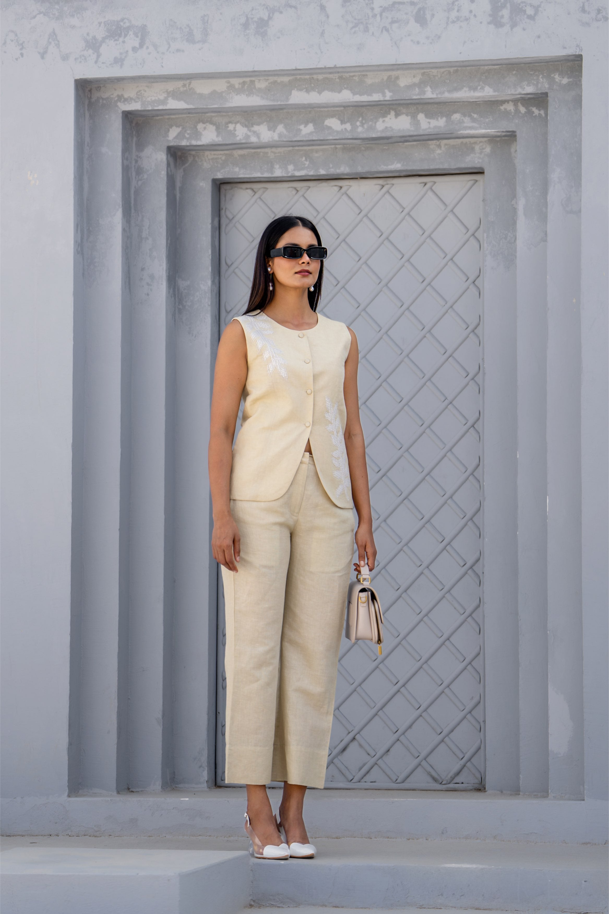 Pixelated Leaf Linen Co-ord Set