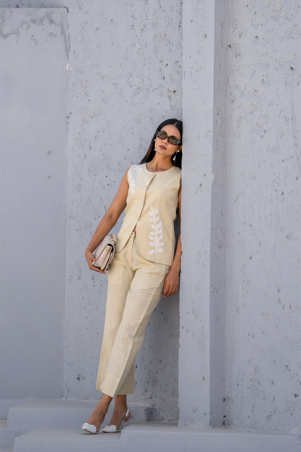 Pixelated Leaf Linen Co-ord Set