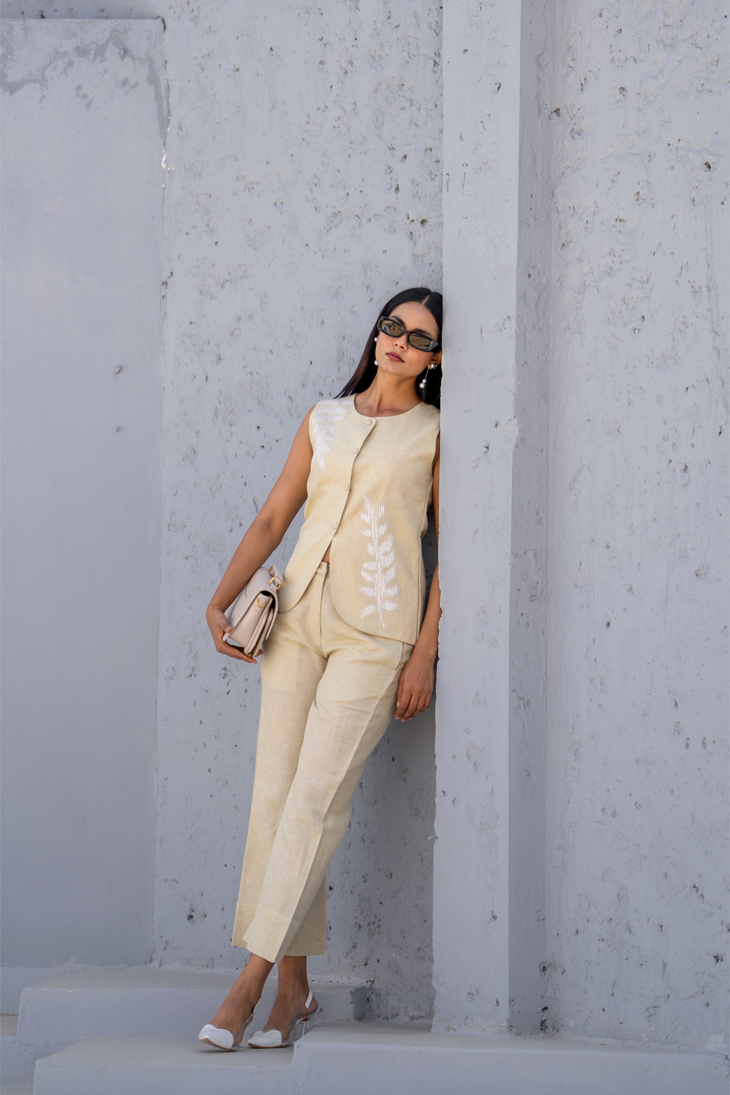 Pixelated Leaf Linen Co-ord Set