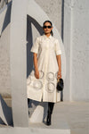 Ecru Orbit Panel Shirt Dress
