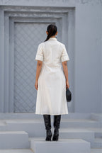 Ecru Orbit Panel Shirt Dress