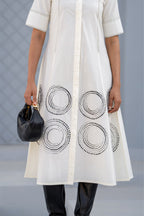 Ecru Orbit Panel Shirt Dress