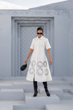 Ecru Orbit Panel Shirt Dress