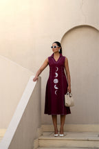Wine Eclipse Midi Dress