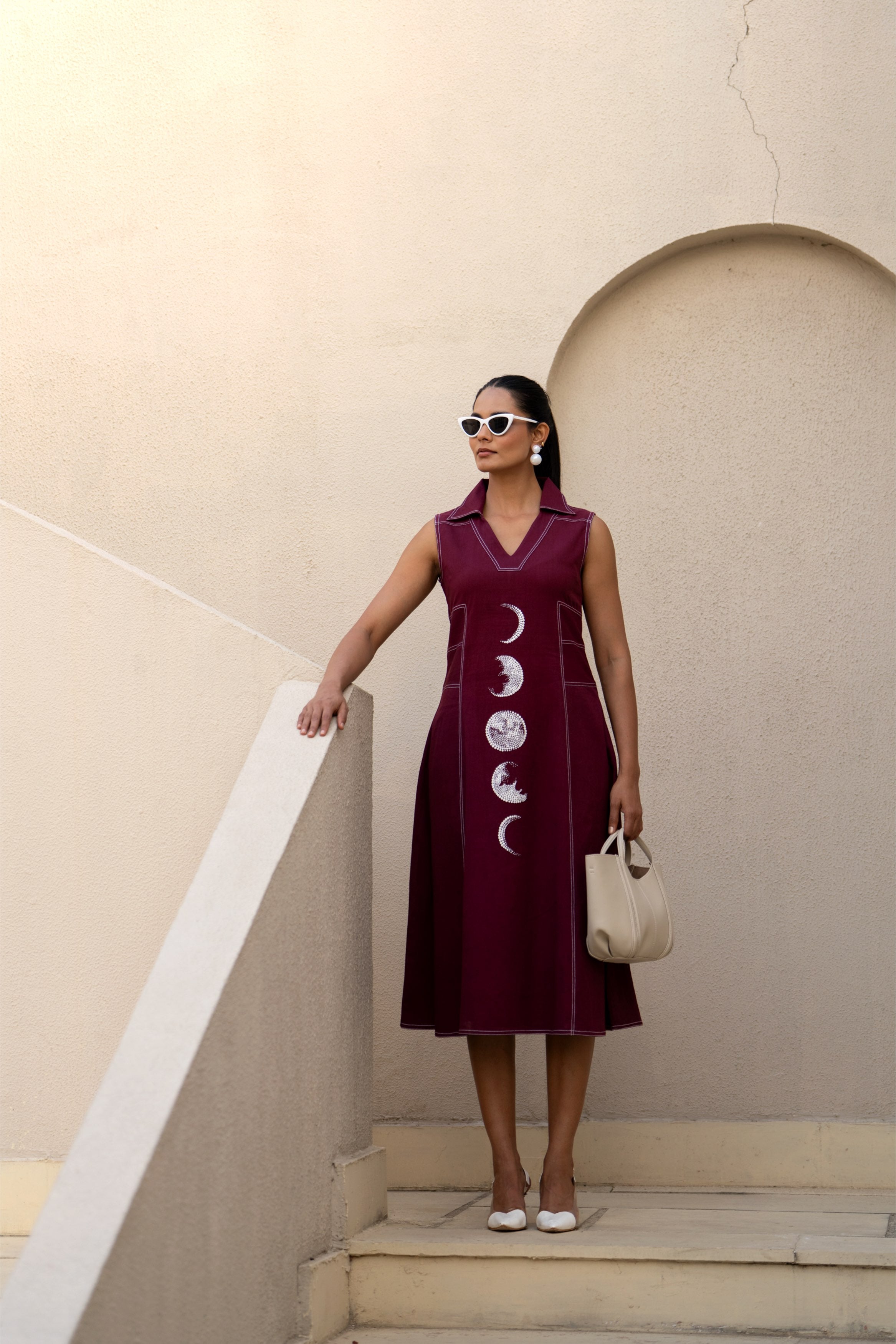 Wine Eclipse Midi Dress