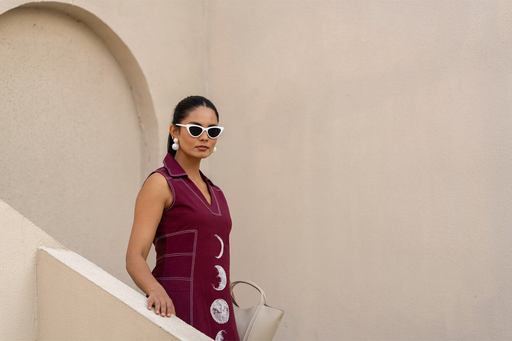 Wine Eclipse Midi Dress