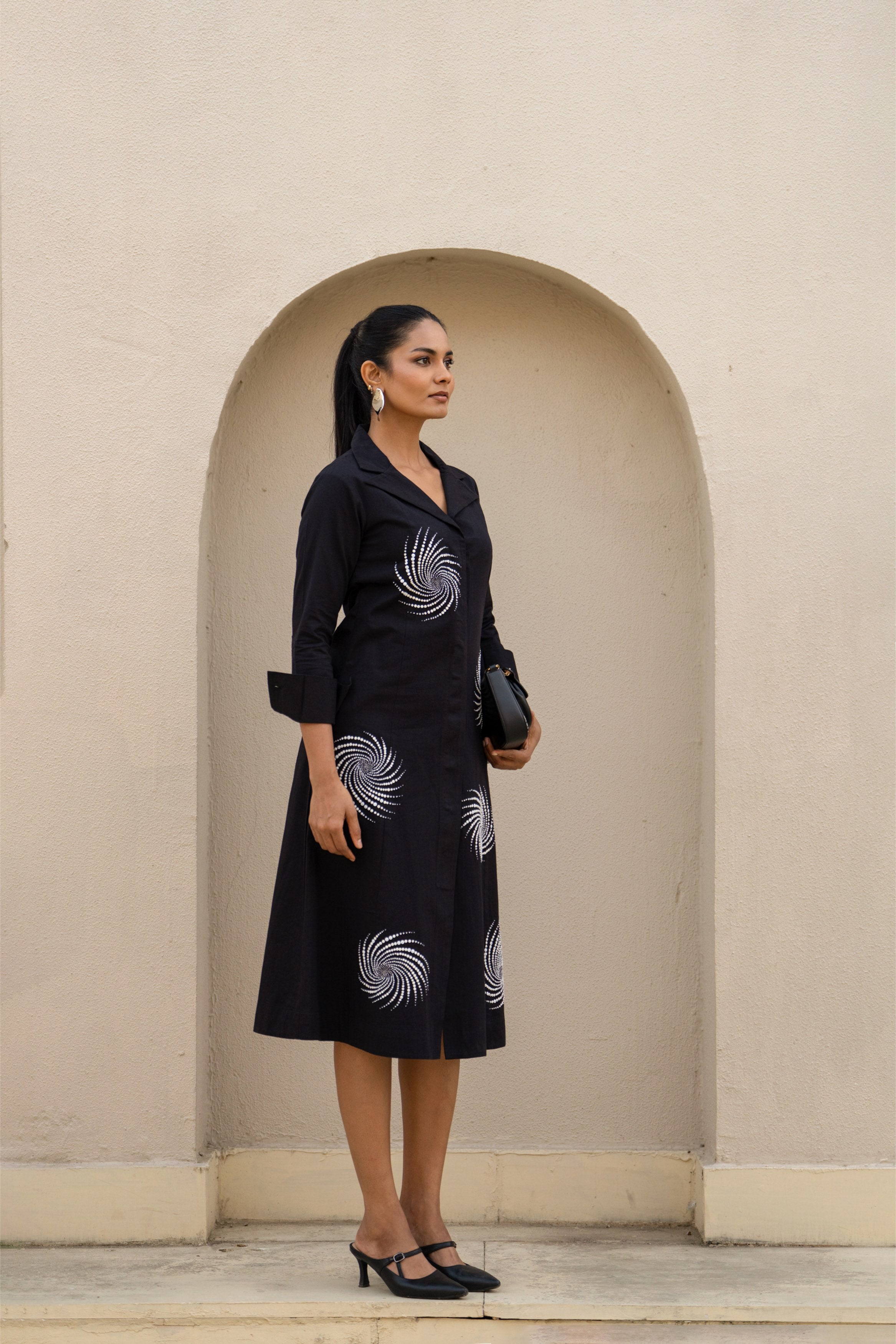 Celestial Spiral Noir Dress