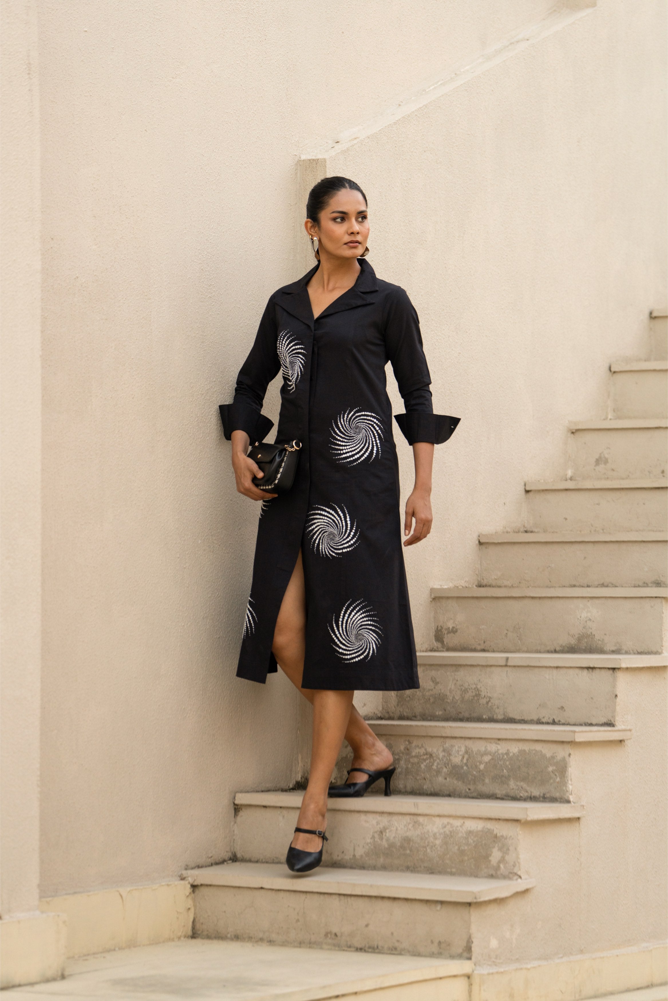 Celestial Spiral Noir Dress